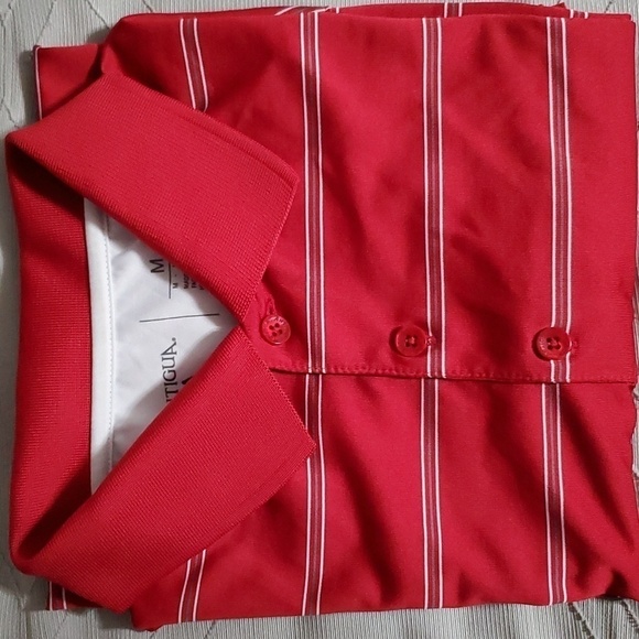 Antiqua Red Striped Men's Polo Size Medium - Picture 1 of 9